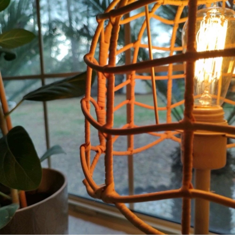 Pillowfort Woven Rattan Table Lamp Natural Beige Boho - Picture 4 of 11